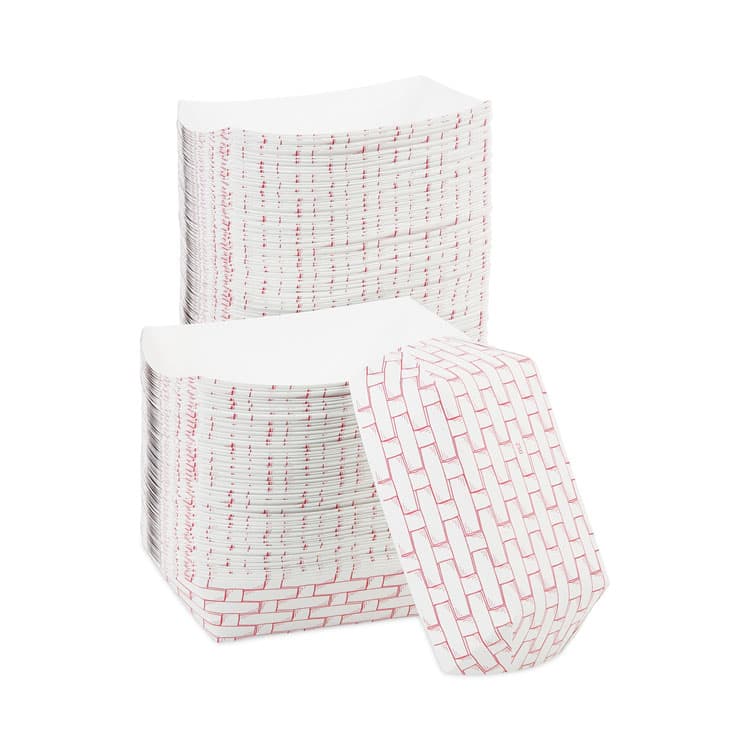 BOARDWALK Paper Food Baskets, 2.5 lb Capacity, Red/White, 500/Carton (BWK30LAG250)