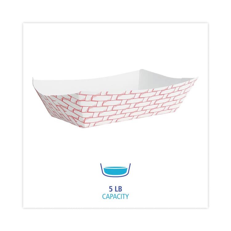 BOARDWALK Paper Food Baskets, 5 lb Capacity, Red/White, 500/Carton (BWK30LAG500) thumbnail 2