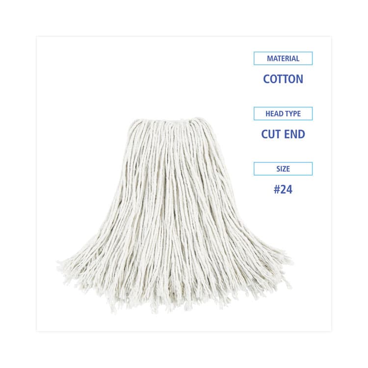 BOARDWALK Cut-End Wet Mop Head, Cotton, #24, White 12/Carton (BWK2024CCT) thumbnail 2