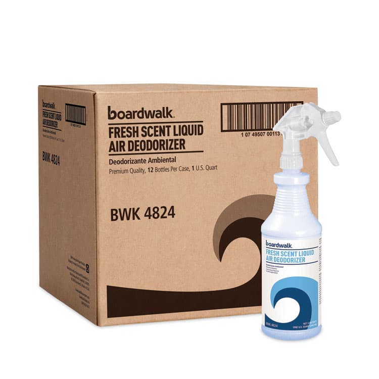 BOARDWALK Fresh Scent RTU Liquid Air Deodorizer, 32 oz Spray Bottle, 12/Carton (BWK4824)