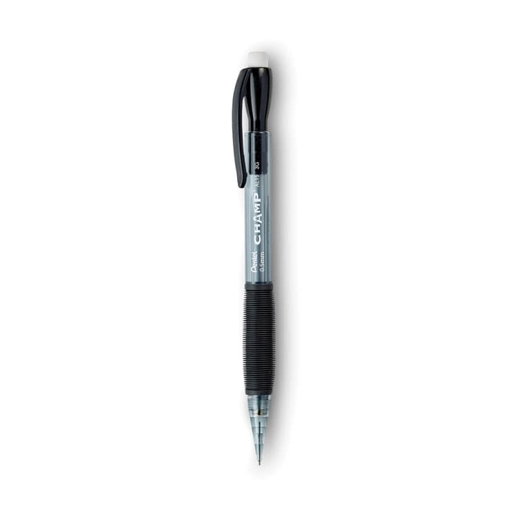 PENTEL OF AMERICA Champ Mechanical Pencil, 0.5 mm, HB (#2), Black Lead, Translucent Gray Barrel, Dozen (PENAL15A)
