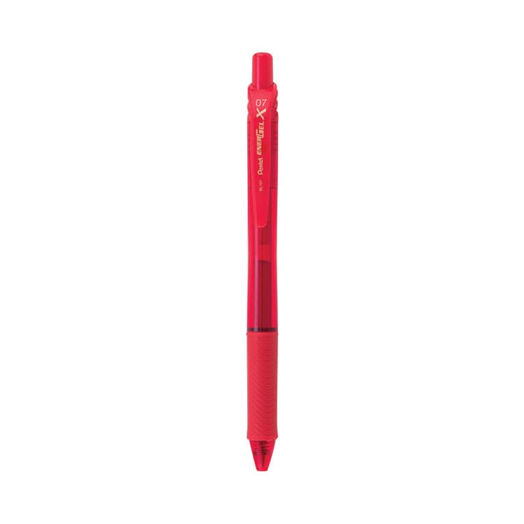 PENTEL OF AMERICA EnerGel-X Gel Pen, Retractable, Medium 0.7 mm, Red Ink, Translucent Red/Red Barrel, Dozen (PENBL107B)