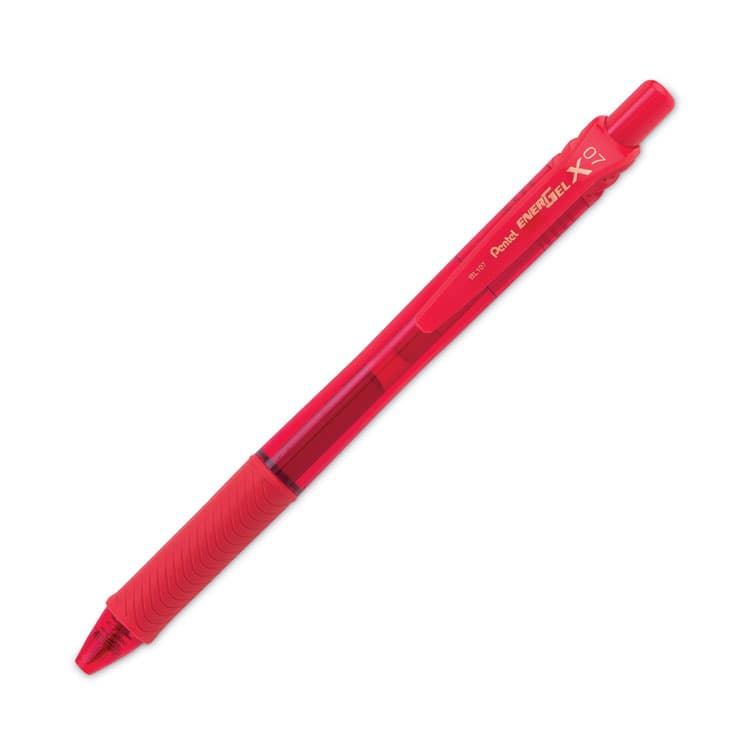PENTEL OF AMERICA EnerGel-X Gel Pen, Retractable, Medium 0.7 mm, Red Ink, Translucent Red/Red Barrel, Dozen (PENBL107B) thumbnail 2
