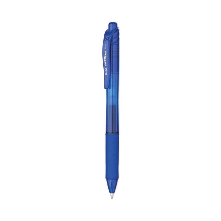 PENTEL OF AMERICA EnerGel-X Gel Pen, Retractable, Medium 0.7 mm, Blue Ink, Translucent Blue/Blue Barrel, Dozen (PENBL107C)