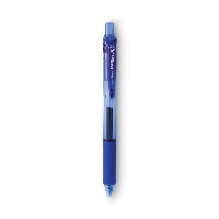 PENTEL OF AMERICA EnerGel-X Gel Pen, Retractable, Fine 0.5 mm, Blue Ink, Translucent Blue/Blue Barrel, Dozen (PENBLN105C)