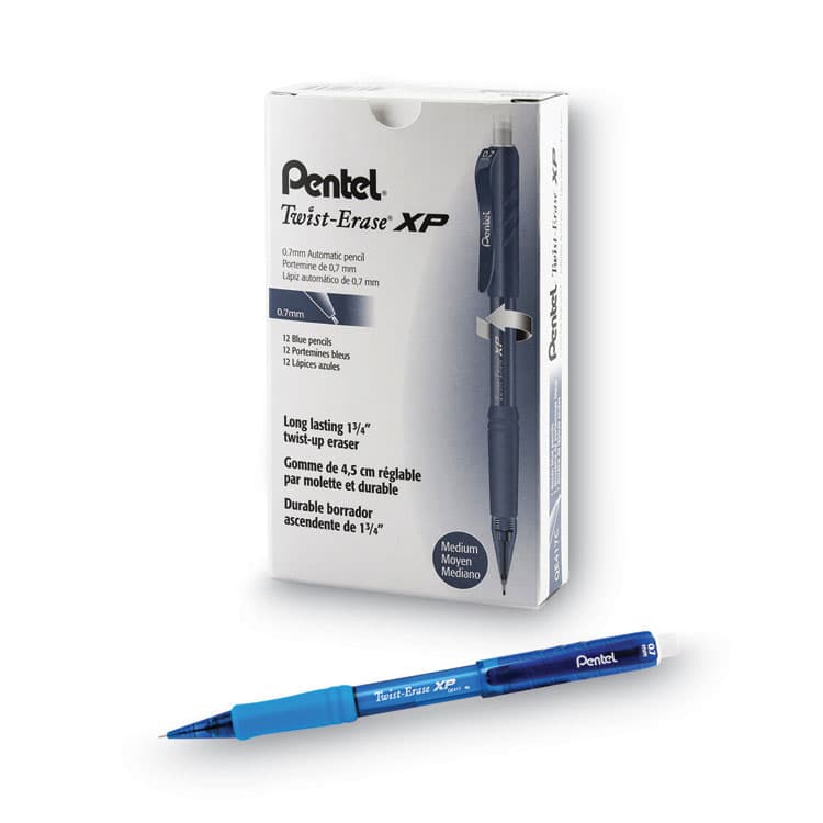 PENTEL OF AMERICA Twist-Erase EXPRESS Mechanical Pencil, 0.7 mm, HB (#2), Black Lead, Blue Barrel, Dozen (PENQE417C) thumbnail 3