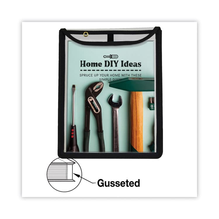 C-LINE PRODUCTS, High-Capacity Stitched Shop Ticket Holders, 1" Expansion, Super Heavy-Duty, 9 x 12 Insert, Clear Front, Black Border, 15/Box (CLI39912) thumbnail 4