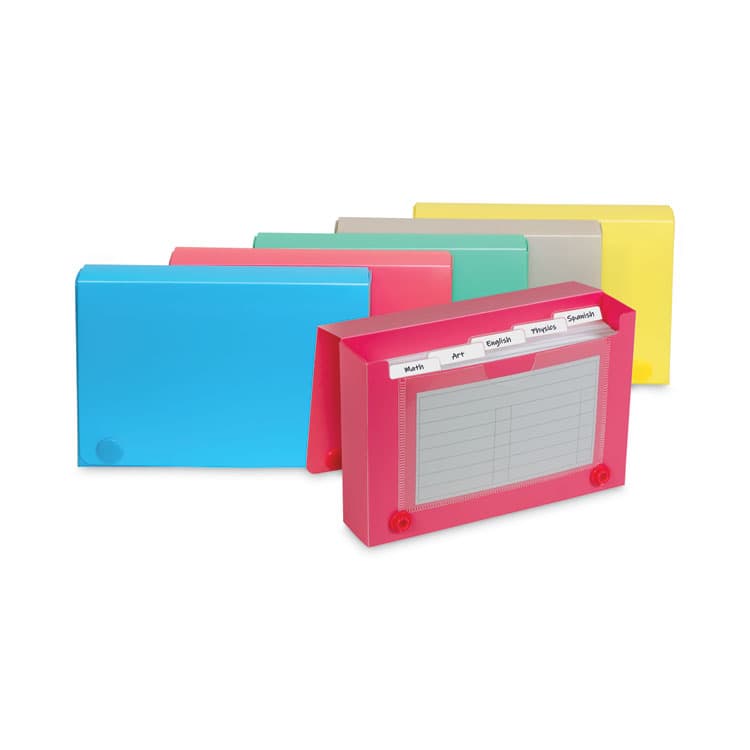 C-LINE PRODUCTS, Index Card Case, Holds 100 3 x 5 Cards, 5.38 x 1.25 x 3.5, Polypropylene, Assorted Colors (CLI58335) thumbnail 3