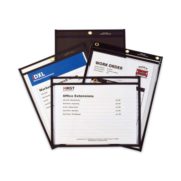 C-LINE PRODUCTS, Super Heavyweight Plus Stitched Shop Ticket Holders, Top Load 9 x 12 Insert, Clear Front, Black Border, 15/Box (CLI50912) thumbnail 2