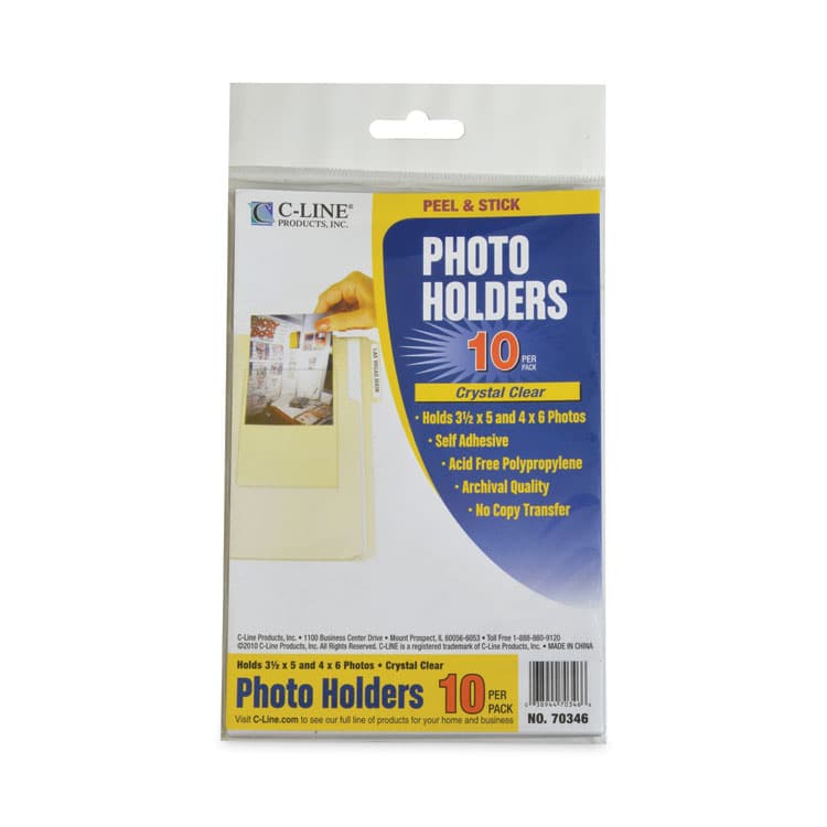 C-LINE PRODUCTS, Peel and Stick Photo Holders, 4.38 x 6.5, Clear, 10/Pack (CLI70346) thumbnail 2