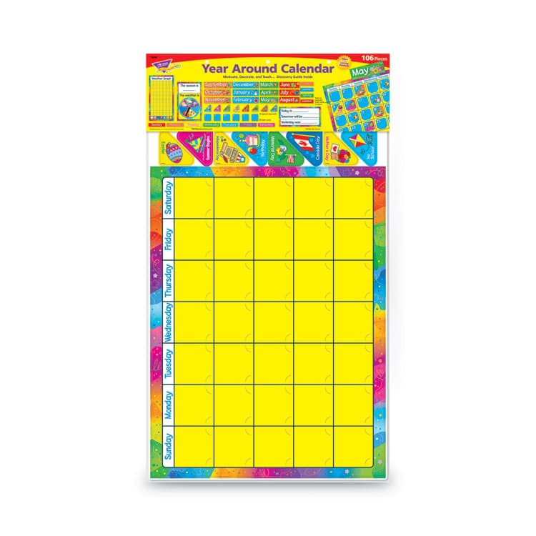 TREND ENTERPRISES, . Year Around Calendar Bulletin Board Set, 12-Month Calendar, 22" x 17", Assorted Colors, 106/Set (TEPT8096) thumbnail 4