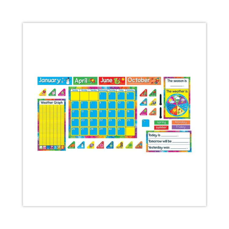 TREND ENTERPRISES, . Year Around Calendar Bulletin Board Set, 12-Month Calendar, 22" x 17", Assorted Colors, 106/Set (TEPT8096)