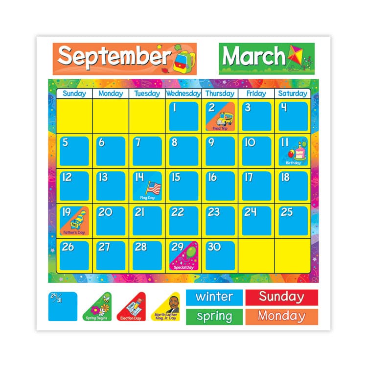TREND ENTERPRISES, . Year Around Calendar Bulletin Board Set, 12-Month Calendar, 22" x 17", Assorted Colors, 106/Set (TEPT8096) thumbnail 3
