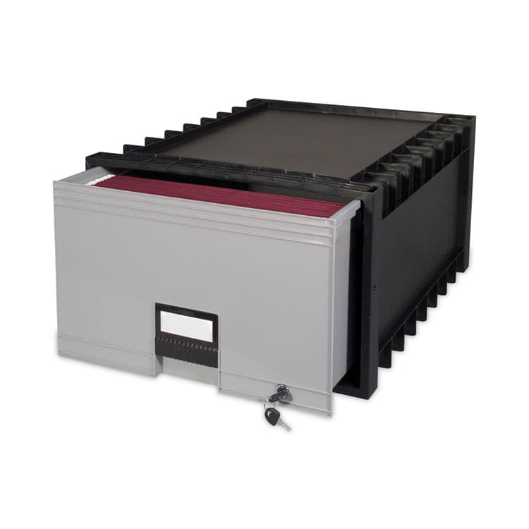 STOREX Archive Storage Drawers with Key Lock, Legal Files, 18.25" x 24" x 11.5", Black/Gray (STX61155U01C) thumbnail 3