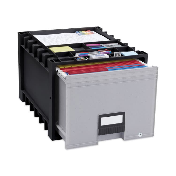 STOREX Archive Storage Drawers with Key Lock, Letter Files, 15.25" x 18" x 11.5", Black/Gray (STX61178U01C) thumbnail 3