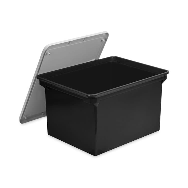 STOREX Plastic File Tote, Letter/Legal Files, 18.5" x 14.25" x 10.88", Black/Clear (STX61528U01C) thumbnail 2