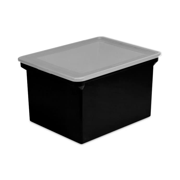 STOREX Plastic File Tote, Letter/Legal Files, 18.5" x 14.25" x 10.88", Black/Clear (STX61528U01C) thumbnail 4