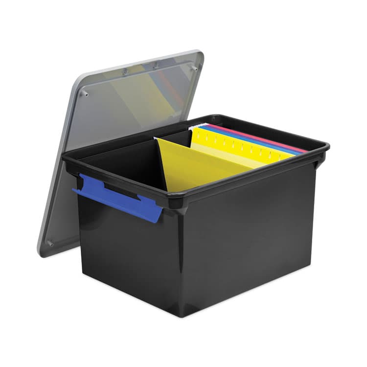 STOREX Portable File Tote with Locking Handles, Letter/Legal Files, 18.5" x 14.25" x 10.88", Black/Silver (STX61543U01C) thumbnail 4