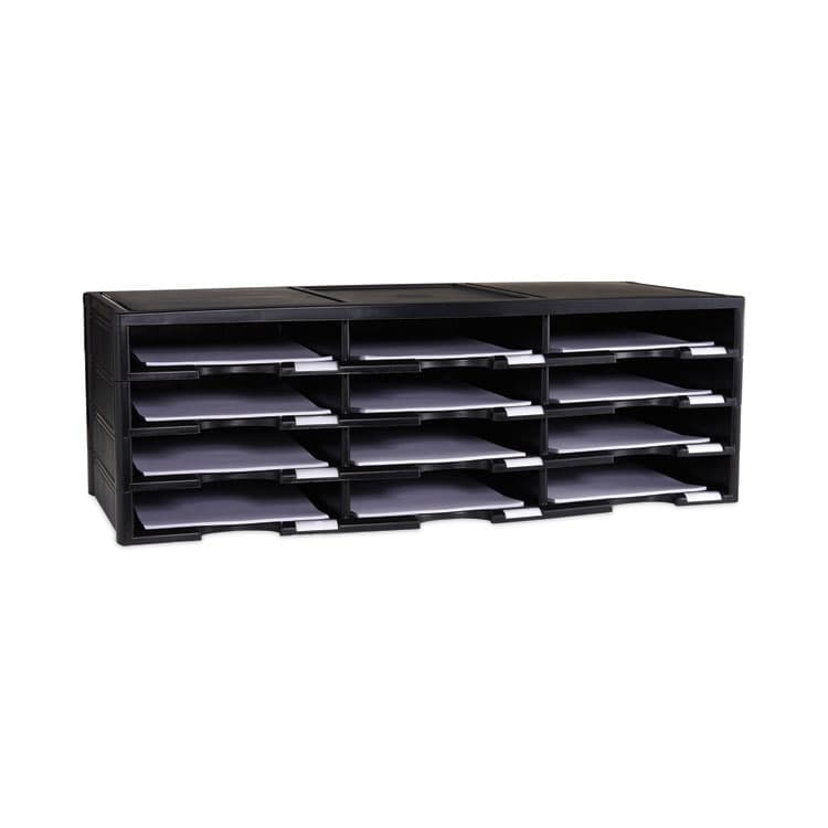 STOREX Storex Literature Organizer, 12 Compartments, 10.63 x 13.3 x 31.4, Black (STX61602U01C) thumbnail 2