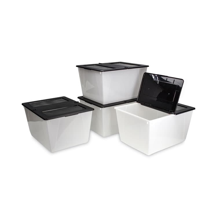 STOREX Storage Tote, 16 gal, 22.7" x 18.25" x 12.86", Clear/Black (STX00900U04C) thumbnail 2