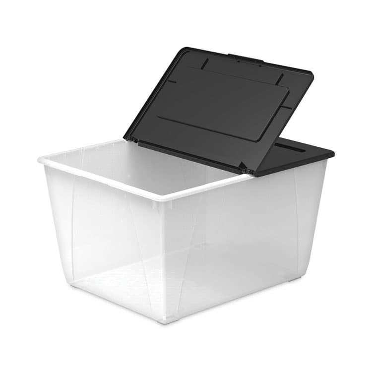 STOREX Storage Tote, 16 gal, 22.7" x 18.25" x 12.86", Clear/Black (STX00900U04C) thumbnail 3