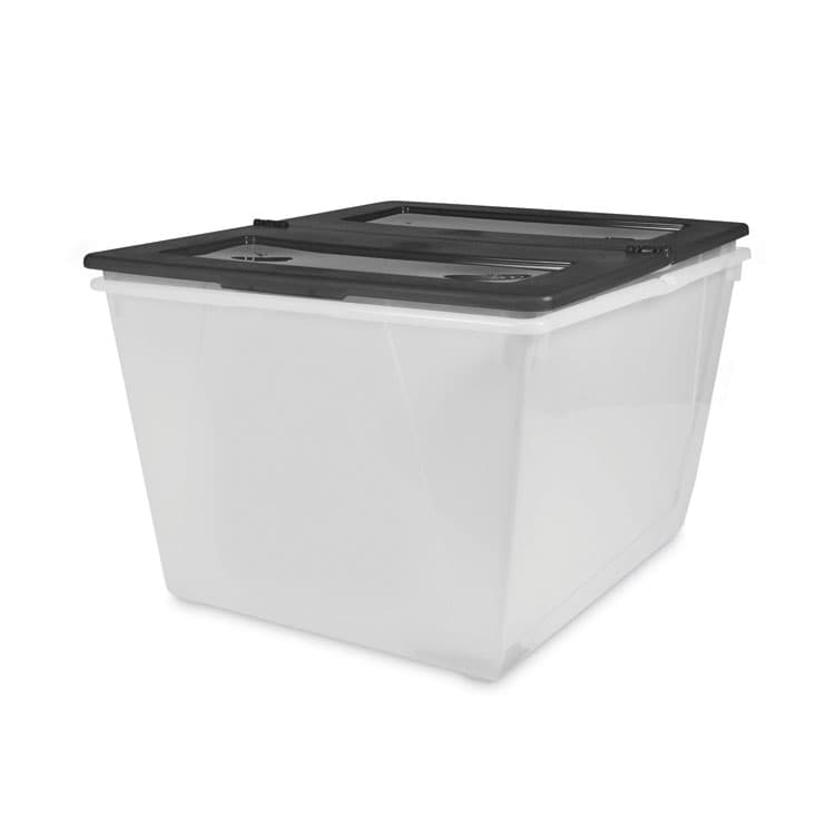 STOREX Storage Tote, 16 gal, 22.7" x 18.25" x 12.86", Clear/Black (STX00900U04C) thumbnail 4