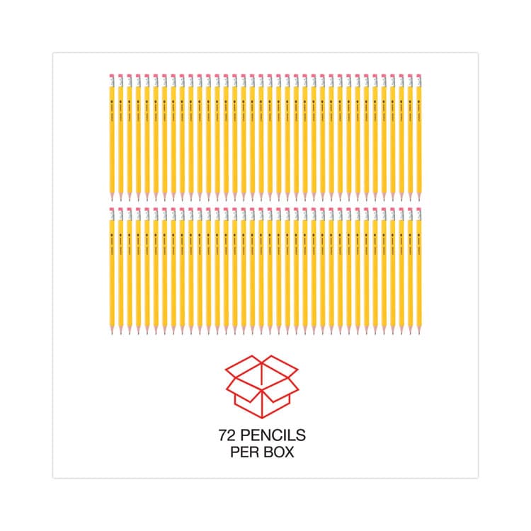 UNIVERSAL OFFICE PRODUCTS #2 Pre-Sharpened Woodcase Pencil, HB (#2), Black Lead, Yellow Barrel, 72/Pack (UNV55402) thumbnail 4