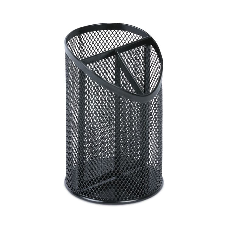 UNIVERSAL OFFICE PRODUCTS Metal Mesh 3-Compartment Pencil Cup, 4.13" Diameter x 6"h, Black (UNV20019) thumbnail 2