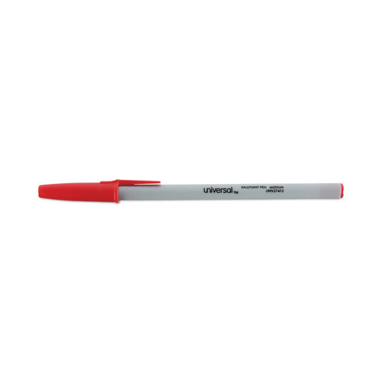 UNIVERSAL OFFICE PRODUCTS Ballpoint Pen, Stick, Medium 1 mm, Red Ink, Gray/Red Barrel, Dozen (UNV27412) thumbnail 3