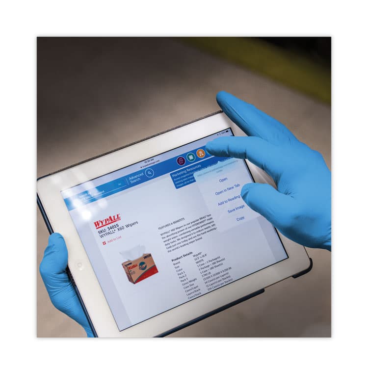 KIMBERLY CLARK G10 2PRO Nitrile Gloves, Powder-Free, Large, 6 mil Thick, 9.5" Long, Blue, 100/Box (ANS54423) thumbnail 3