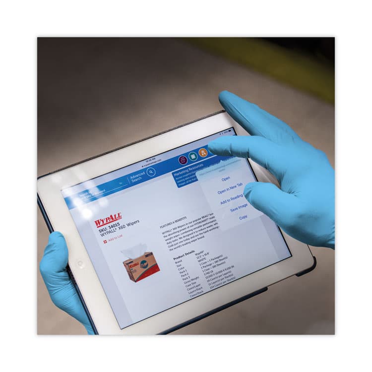 KIMBERLY CLARK G10 Comfort Plus Blue Nitrile Gloves, Powder-Free, Large, 4 mil Thick, 9.5" Long, Light Blue, 100/Box (ANS54188) thumbnail 4