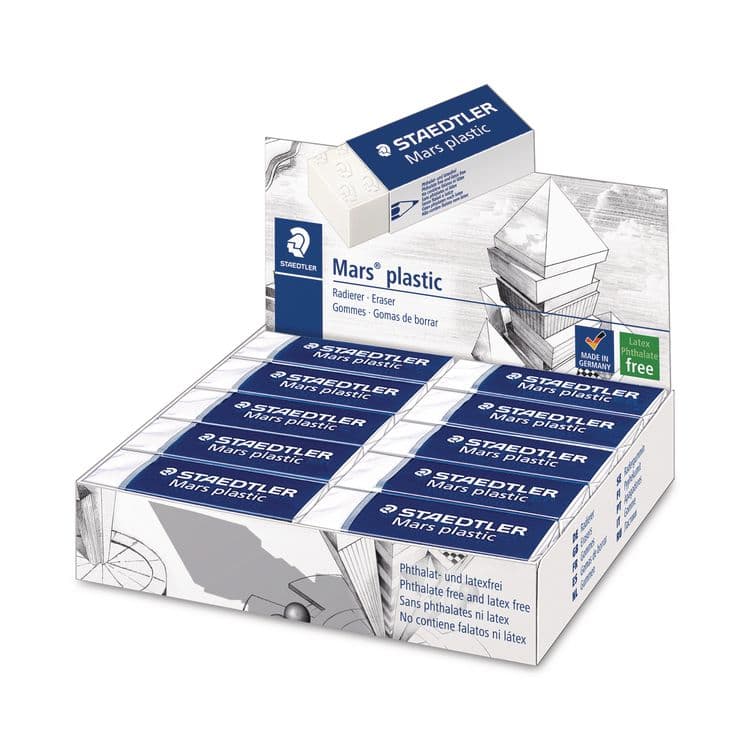 STAEDTLER, . Mars Eraser, For Pencil/Ink Marks, Rectangular Block, Large, White, 20/Box (STD52650)