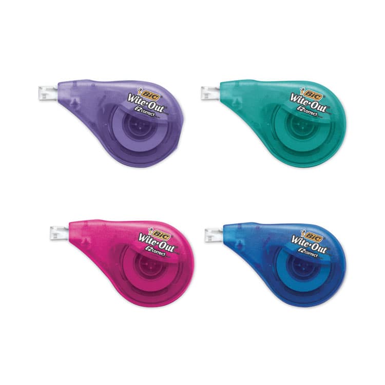 BIC CORP. Wite-Out Brand EZ Correct Correction Tape, Non-Refillable, 0.17" x 33.33 ft, Randomly Assorted Dispenser Colors, 4/Pack (BICWOTAPP418) thumbnail 2