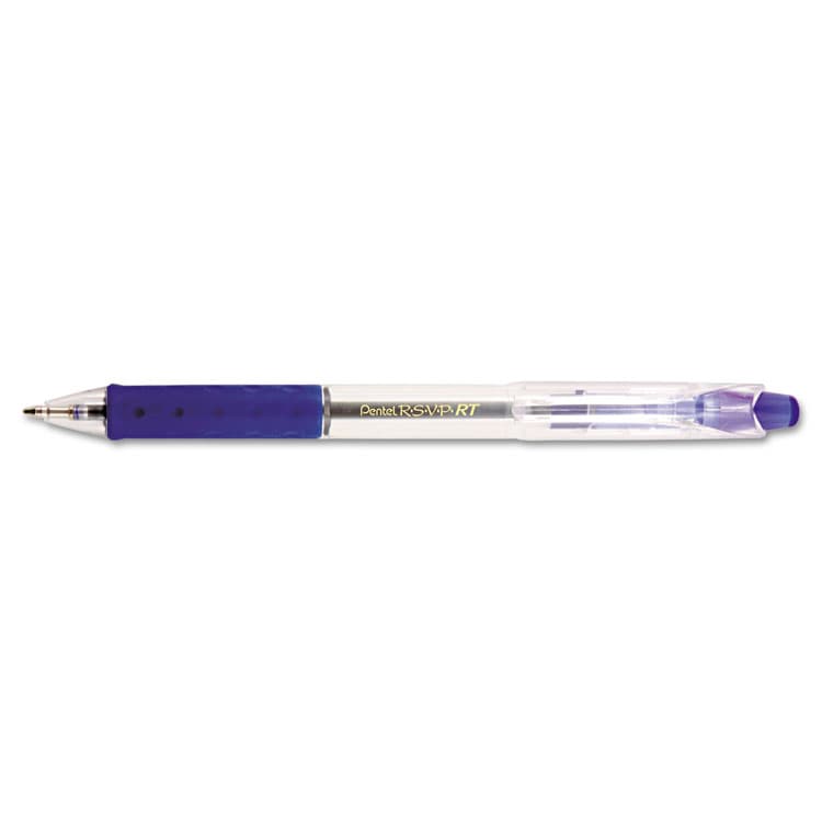 PENTEL OF AMERICA R.S.V.P. RT Ballpoint Pen, Retractable, Medium 1 mm, Blue Ink, Clear Barrel, Dozen (PENBK93C) thumbnail 2