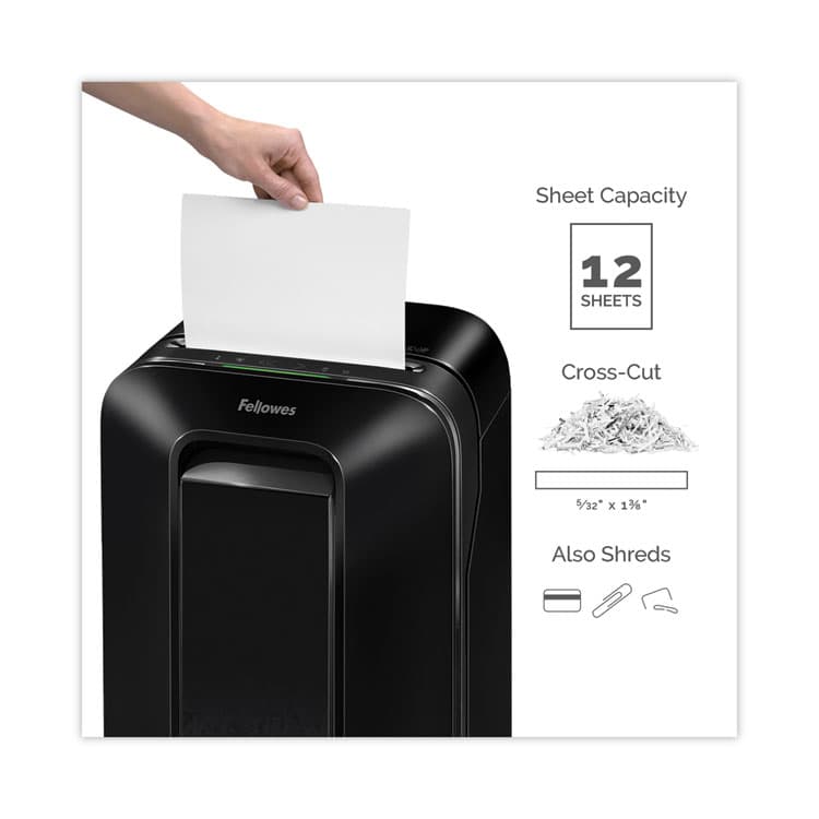 FELLOWES MFG. CO. Powershred LX170 Cross-Cut Shredder, 12 Manual Sheet Capacity (FEL5501401) thumbnail 3