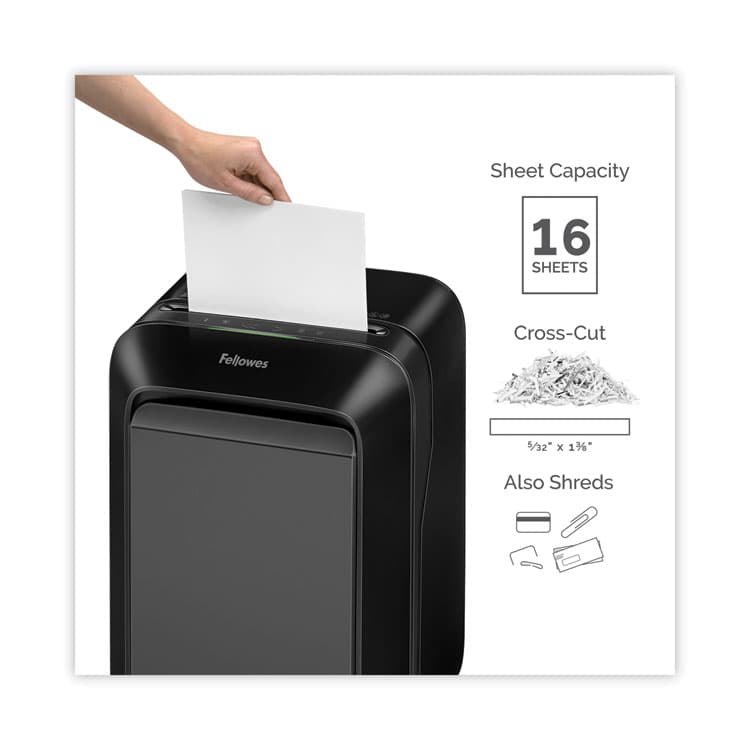 FELLOWES MFG. CO. Powershred LX180 Cross-Cut Shredder, 16 Manual Sheet Capacity (FEL5501601) thumbnail 3