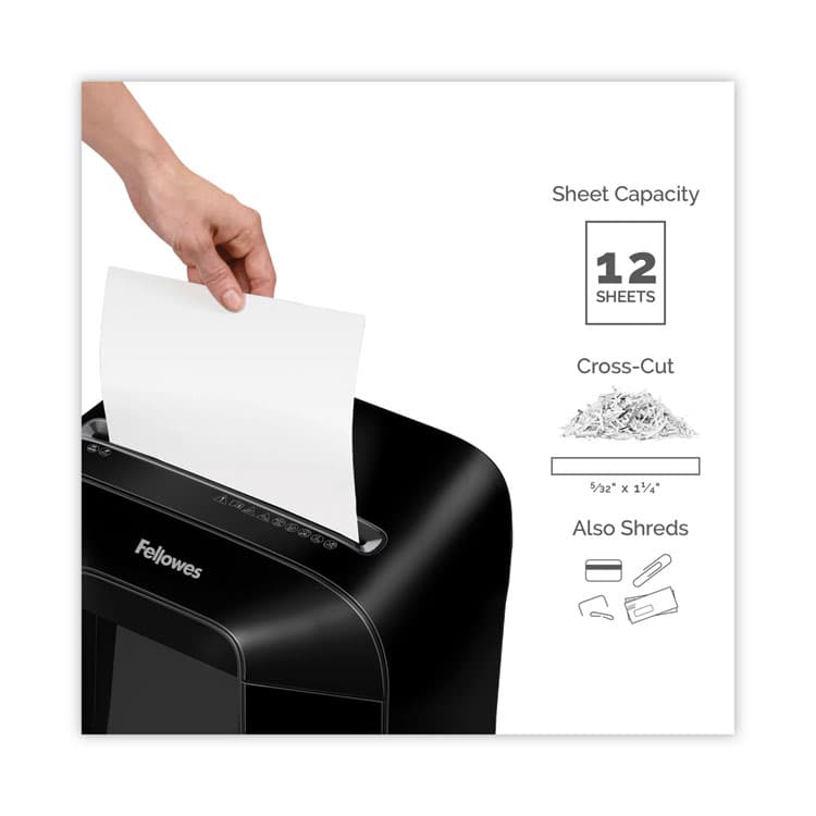 FELLOWES MFG. CO. Powershred LX85 Cross-Cut Shredder, 12 Manual Sheet Capacity (FEL4400401) thumbnail 3