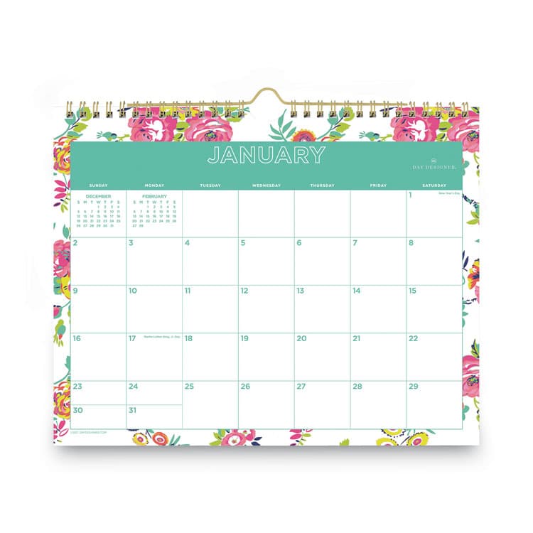 BLUE SKY Day Designer Peyton Wall Calendar, Floral Artwork, 11 x 8.75, White/Multicolor Sheets, 12-Month (Jan to Dec): 2026 (BLS103629) thumbnail 2