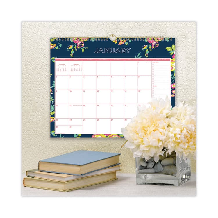 BLUE SKY Day Designer Peyton Wall Calendar, Floral Artwork, 15 x 12, White/Navy Sheets, 12-Month (Jan to Dec): 2026 (BLS103627) thumbnail 3