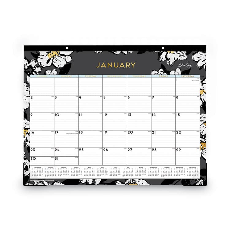 BLUE SKY Baccara Dark Desk Pad, Floral Artwork, 22 x 17, White/Black/Gold Sheets, Black Binding, 12-Month (Jan to Dec): 2026 (BLS110215) thumbnail 2
