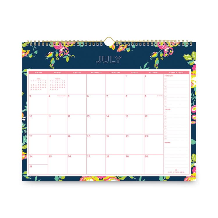 BLUE SKY Day Designer Peyton Academic Wall Calendar, Floral Artwork, 15 x 12, White/Navy Sheets, 12-Month (July to June): 2025 to 2026 (BLS107934) thumbnail 2
