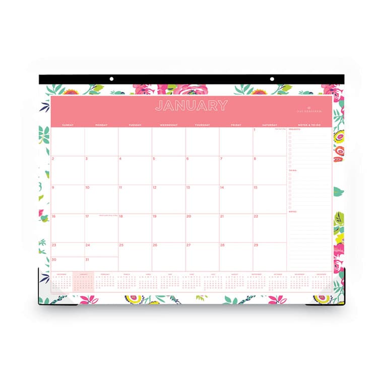BLUE SKY Day Designer Peyton Desk Pad Calendar, Floral Artwork, 22 x 17, Black Binding, Clear Corners, 12-Month (Jan to Dec): 2026 (BLS103631) thumbnail 2