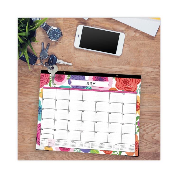 BLUE SKY Mahalo Academic Desk Pad, Floral Artwork, 22 x 17, Black Binding, Clear Corners, 12-Month (July to June): 2025 to 2026 (BLS100157) thumbnail 3