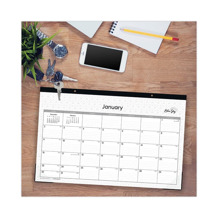BLUE SKY Enterprise Desk Pad, Geometric Artwork, 17 x 11, White/Gray Sheets, Black Binding, Clear Corners, 12-Month (Jan to Dec): 2026 (BLS111293) thumbnail 3