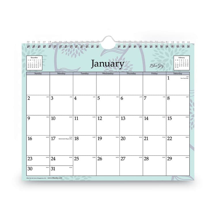 BLUE SKY Rue Du Flore Wall Calendar, Floral Artwork, 11 x 8.75, White/Jade/Lavender Sheets, 12-Month (Jan to Dec): 2026 (BLS101613) thumbnail 2