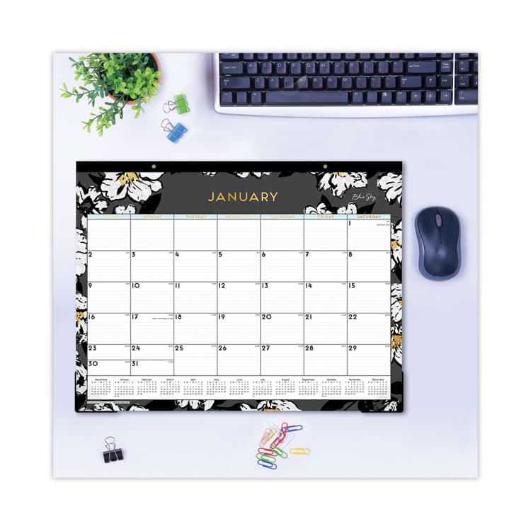 BLUE SKY Baccara Dark Desk Pad, Floral Artwork, 22 x 17, White/Black/Gold Sheets, Black Binding, 12-Month (Jan to Dec): 2026 (BLS110215) thumbnail 4
