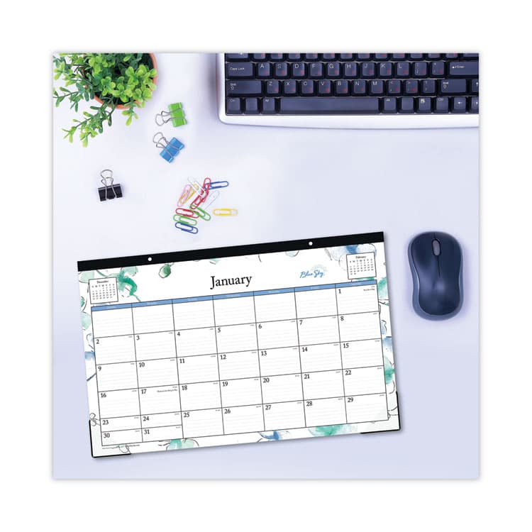 BLUE SKY Lindley Desk Pad, Floral Artwork, 17 x 11, White/Blue/Green Sheets, Black Binding, Clear Corners, 12-Month (Jan to Dec): 2026 (BLS100024) thumbnail 4