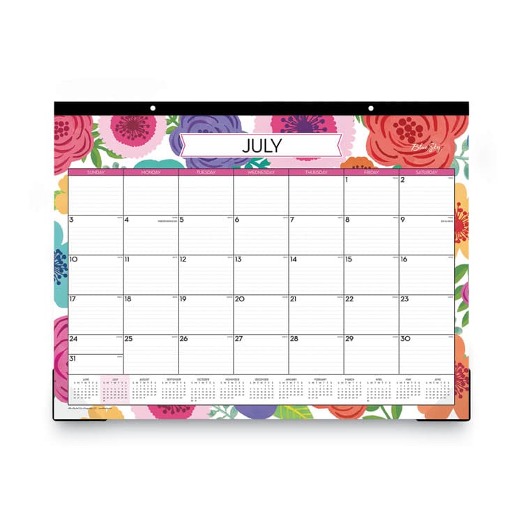 BLUE SKY Mahalo Academic Desk Pad, Floral Artwork, 22 x 17, Black Binding, Clear Corners, 12-Month (July to June): 2025 to 2026 (BLS100157) thumbnail 2