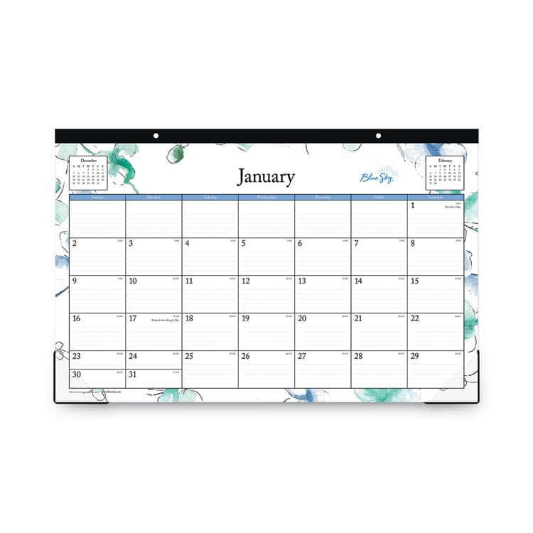 BLUE SKY Lindley Desk Pad, Floral Artwork, 17 x 11, White/Blue/Green Sheets, Black Binding, Clear Corners, 12-Month (Jan to Dec): 2026 (BLS100024) thumbnail 2