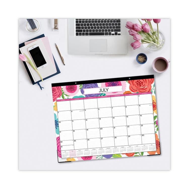 BLUE SKY Mahalo Academic Desk Pad, Floral Artwork, 22 x 17, Black Binding, Clear Corners, 12-Month (July to June): 2025 to 2026 (BLS100157) thumbnail 4